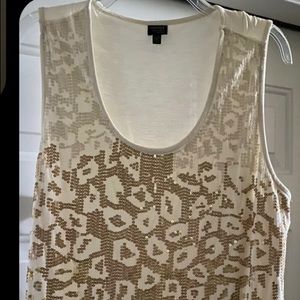 RAFAELLA Sz SM* Animal print ombre gold sequin tan top